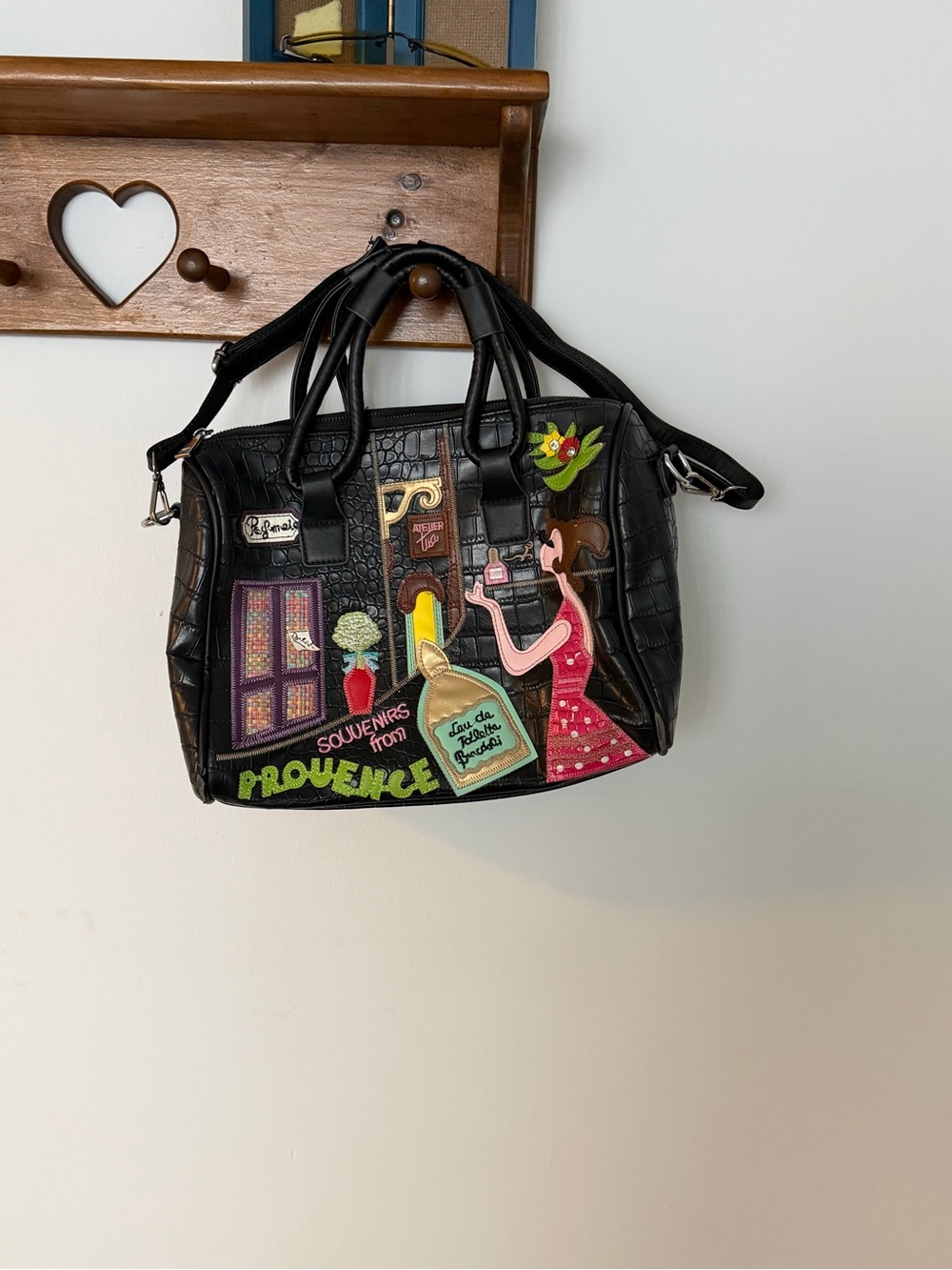 Whimsical "Souvenirs from Provence" Novelty Boston Bag